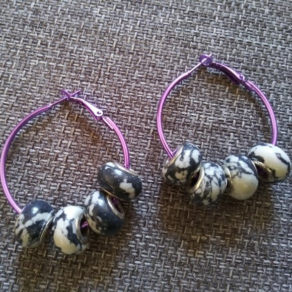 Hand Crafted Jewelry Cloisonn Chunky Boho Style Earrings Set Of 4